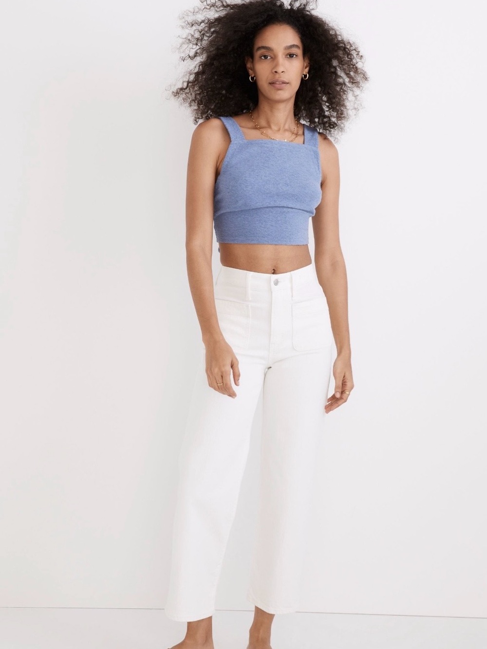 Madewell The Perfect Vintage Wide-leg Crop Jean in Tile White size 25